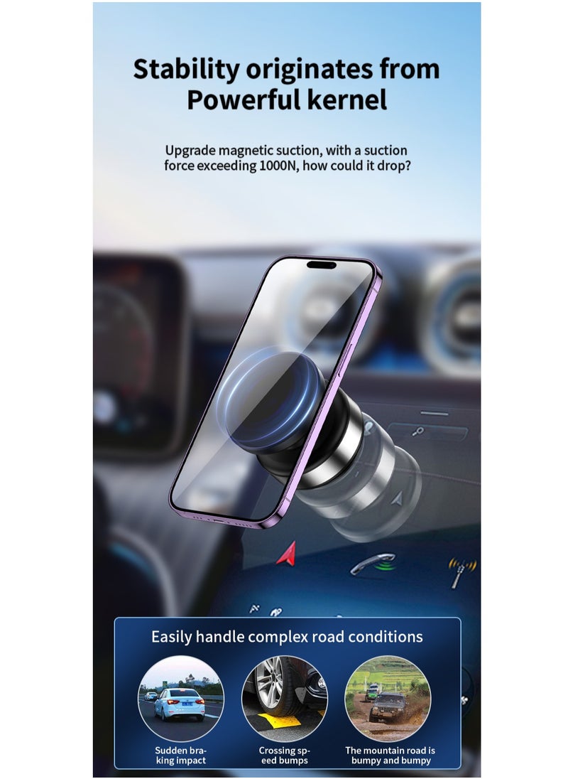 Car Phone Holder with Magnetic Suction 360 Degree Rotating，Strong Suction for Car Kitchen Mirro Gym Bath Shower All Smooth Surface，Compatible with iPhone，Huawei，Xiaomi and Samsung