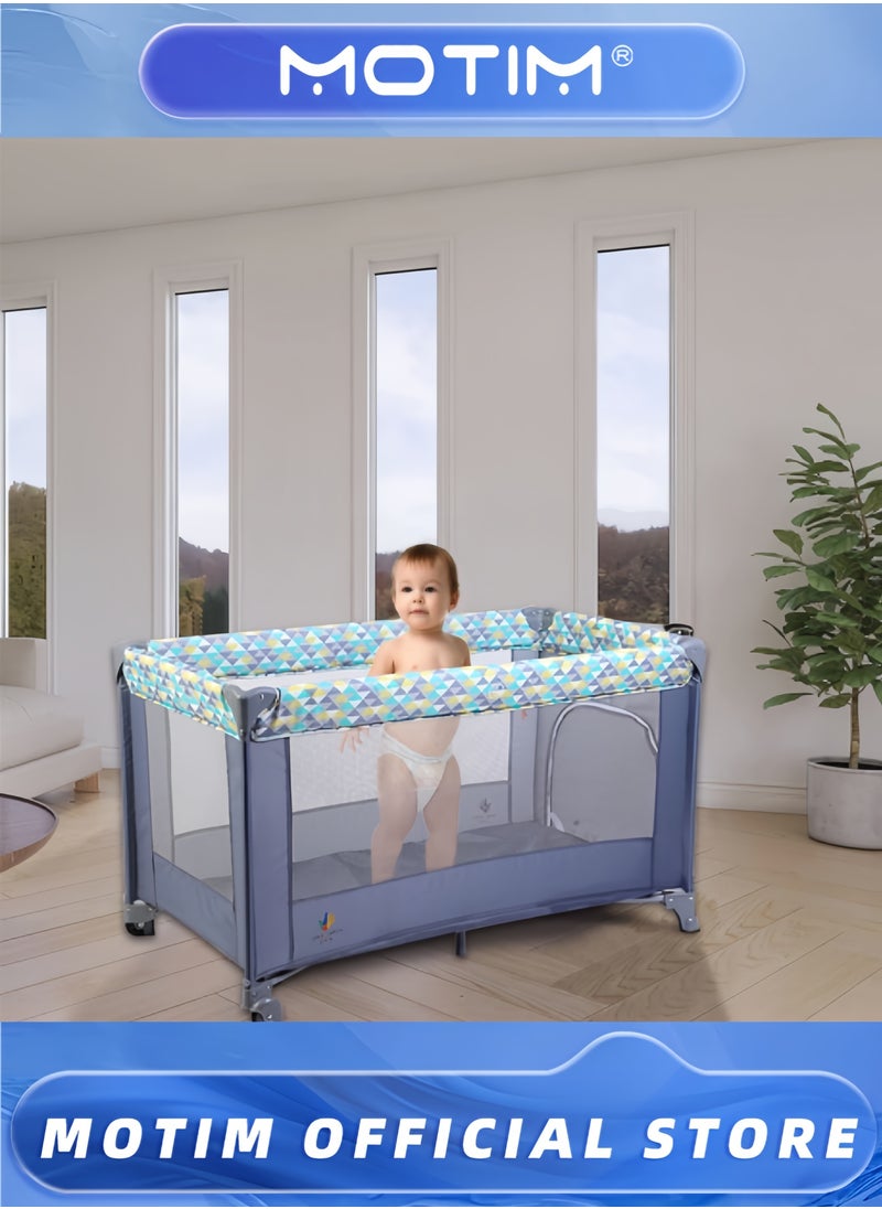 Infant and Toddler Travel Beds Portable Baby Crib Foldable Lightweight Travel Cot Travel Crib Nursery Center for Infant with Comfortable Mattress and Carry Bag (125 * 65 * 75CM)