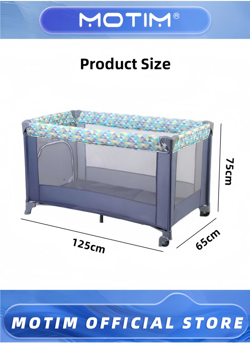 Infant and Toddler Travel Beds Portable Baby Crib Foldable Lightweight Travel Cot Travel Crib Nursery Center for Infant with Comfortable Mattress and Carry Bag (125 * 65 * 75CM)