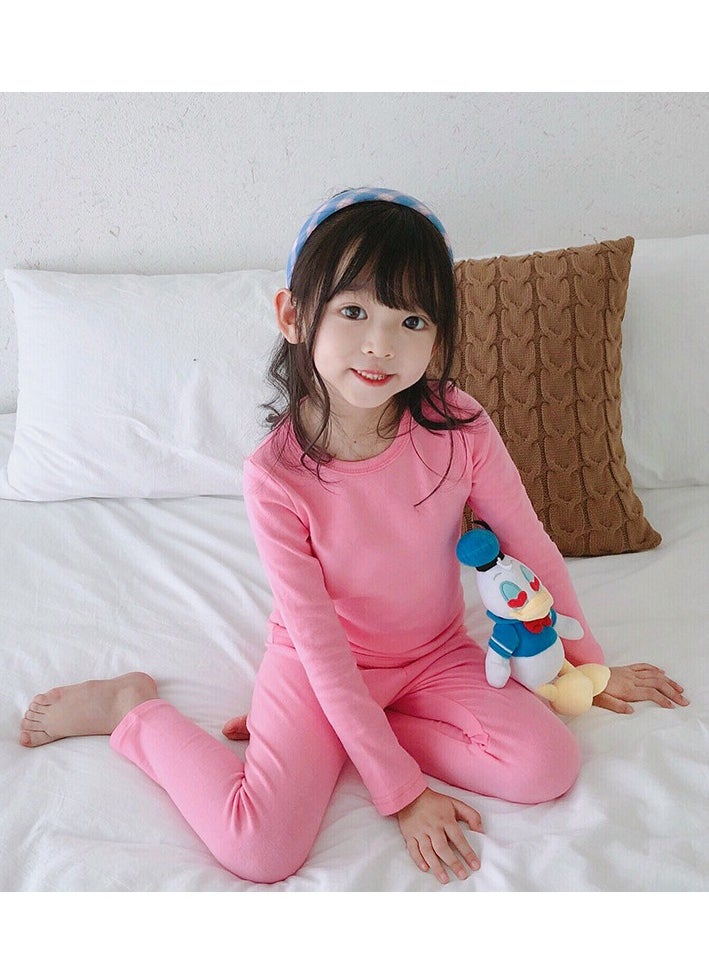 Children's solid color thermal underwear sets Soft tops and bottoms Children's soft sleepwear sets