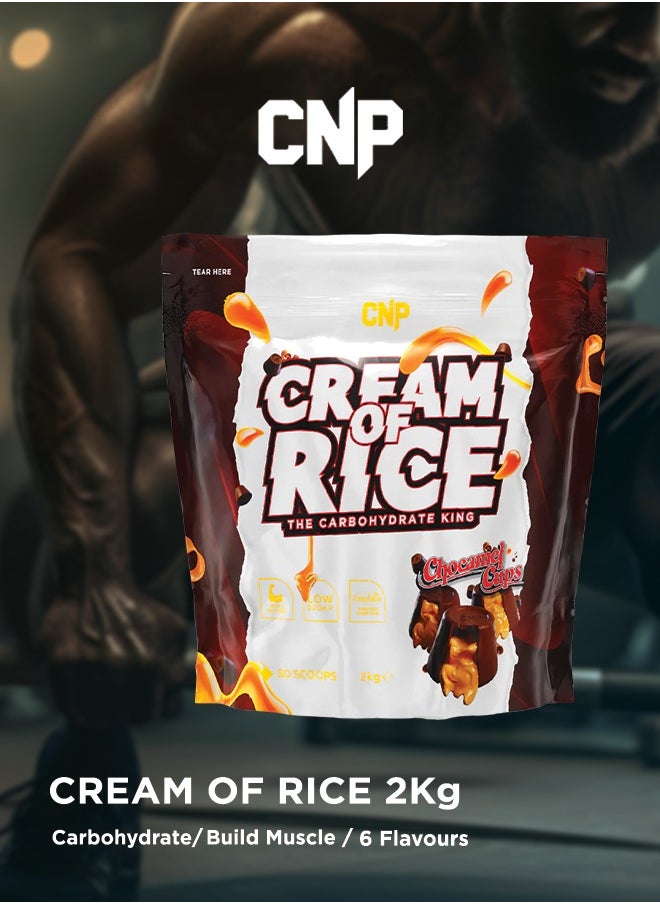 Cream of Rice - 2kg, Chocamel Cups Flavor, High-Quality Complex Carbohydrates for Energy and Recovery