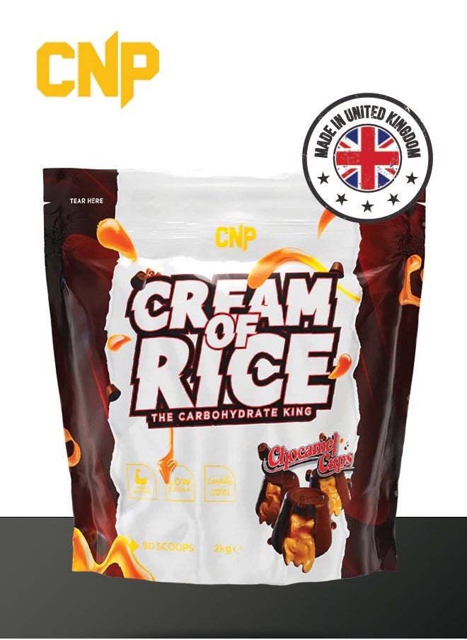 Cream of Rice - 2kg, Chocamel Cups Flavor, High-Quality Complex Carbohydrates for Energy and Recovery