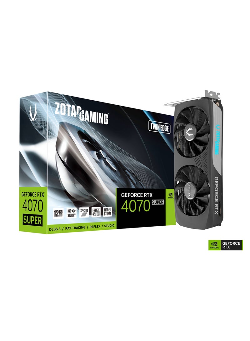 GAMING GEFORCE RTX 4070 SUPER TWIN EDGE 12GB GDDR6X, 192bit, 2475/21000, HDCP, Three DP, HDMI, Medium Pack Black