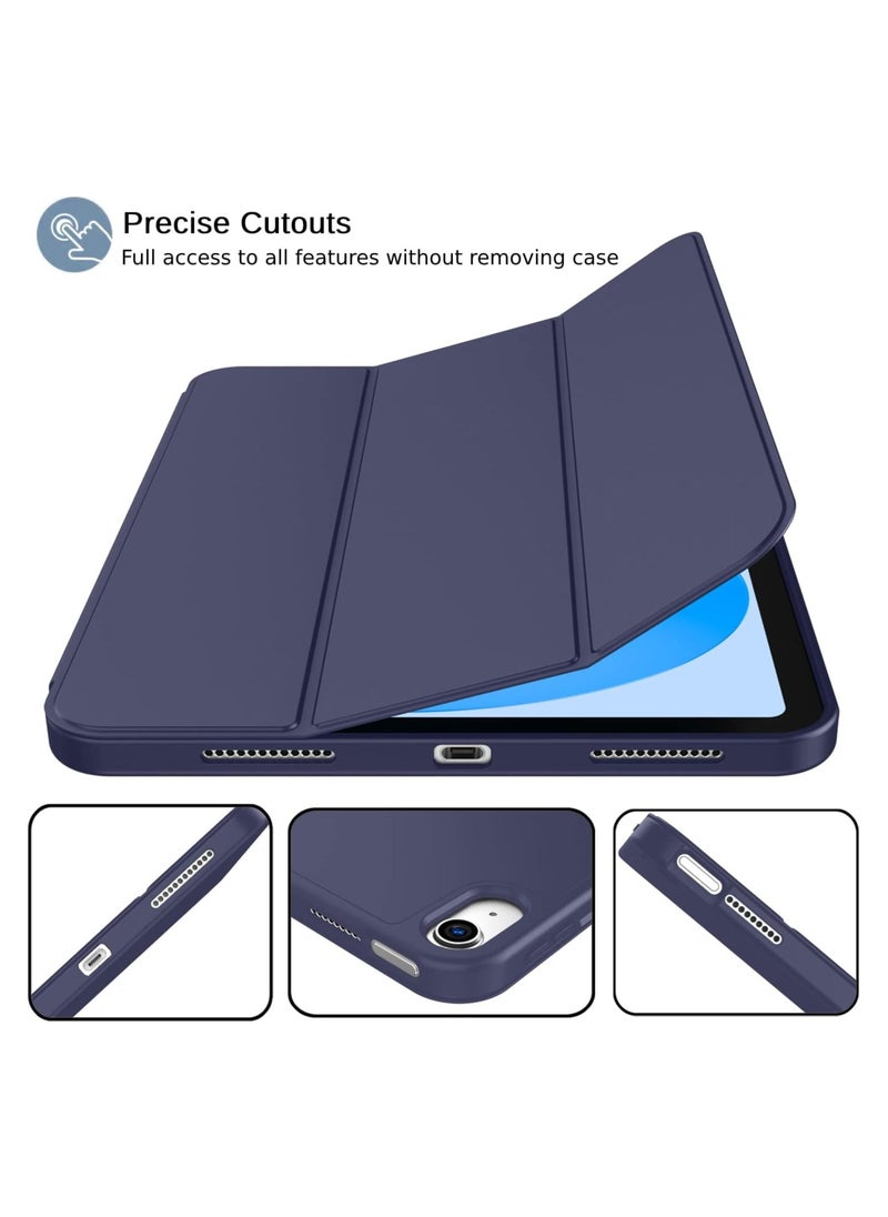 New iPad 10th Generation Case 2022 10.9 Inch with Pencil Holder, Trifold Stand Smart Case with Soft TPU Back,Auto Wake/Sleep(Dark Blue)