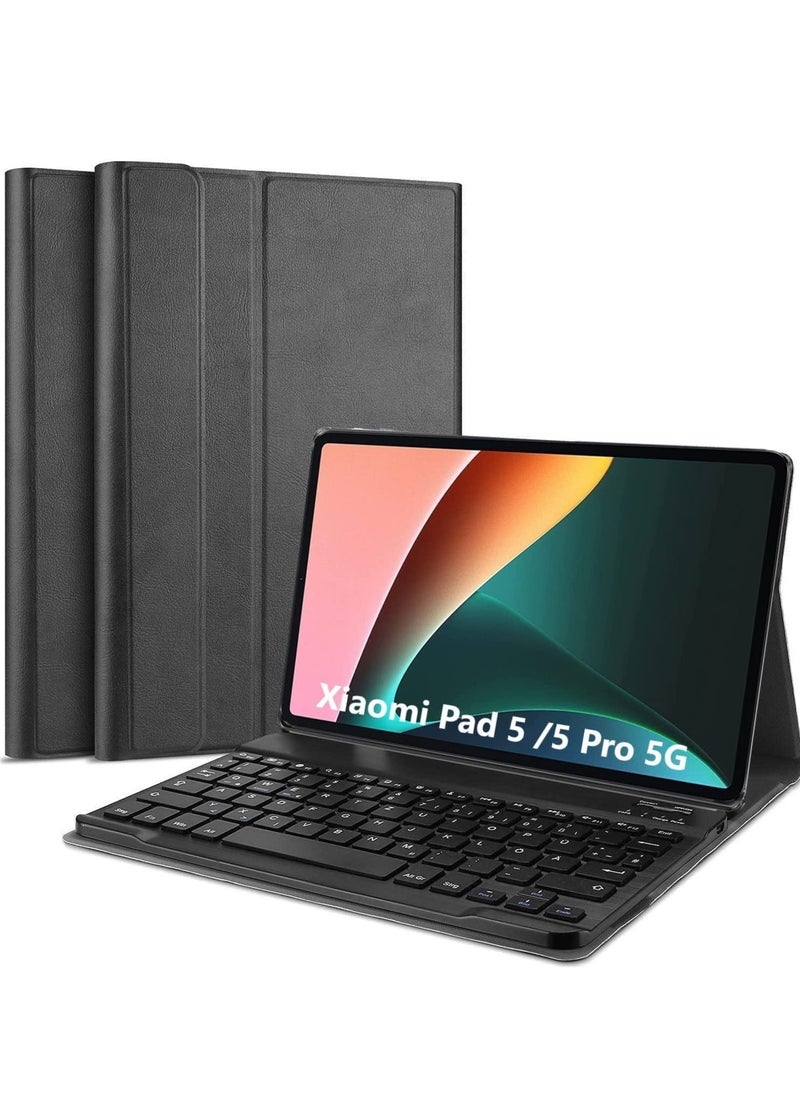 Mi pad 5/Mi pad 5 Pro Case with Keyboard, Slim Mi pad 5/Mi pad 5 Pro 11inch Keyboard Case with Pen Holder Bluetooth Keyboard Cover Case for Mi pad 5/Mi Pad 5 Pro 5G 11inch (Black)