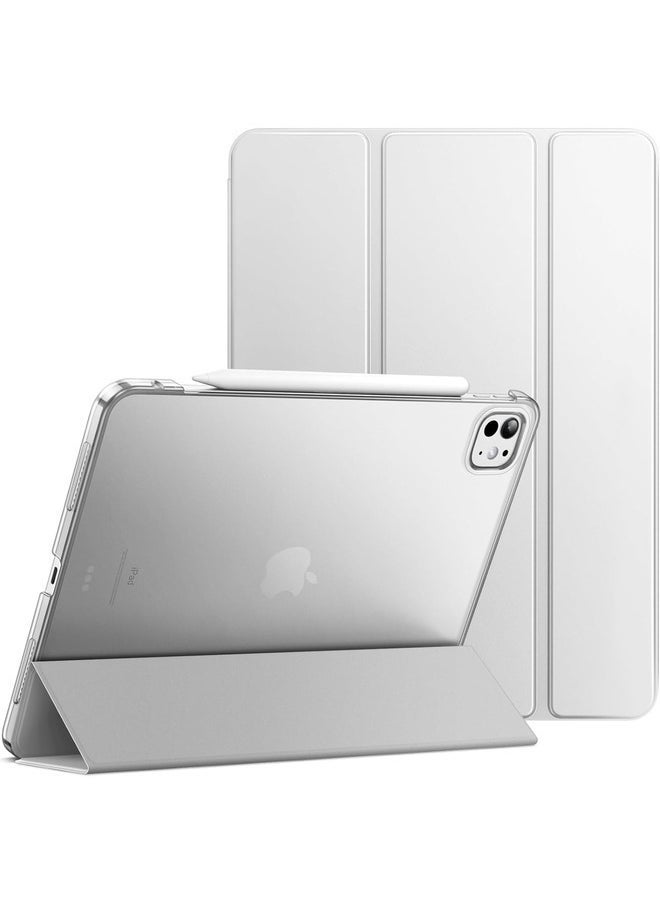 Silver Slim Smart Cover for iPad Pro 13-Inch M4 (2024) - Hard Back Shell, Adjustable Stand, and Auto Wake/Sleep Function