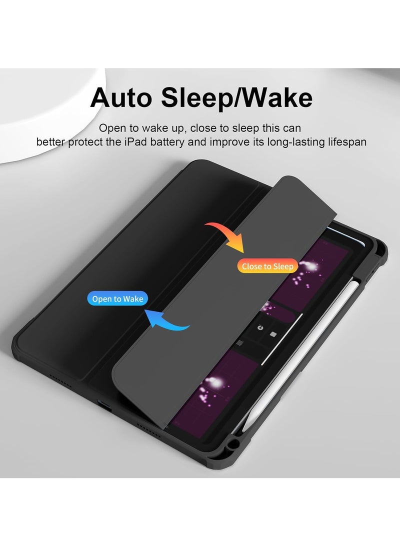 Applicable To 2024 Air6 Generation-11 Inch Protective Case, Stylish And Simple Transparent Smart Ipad Protective Case, Acrylic Hard Case With Pen Slot, Three-Fold Style, With Automatic Sleep Wake-Up, Shockproof And Drop-Proof Function,(Light Pink)