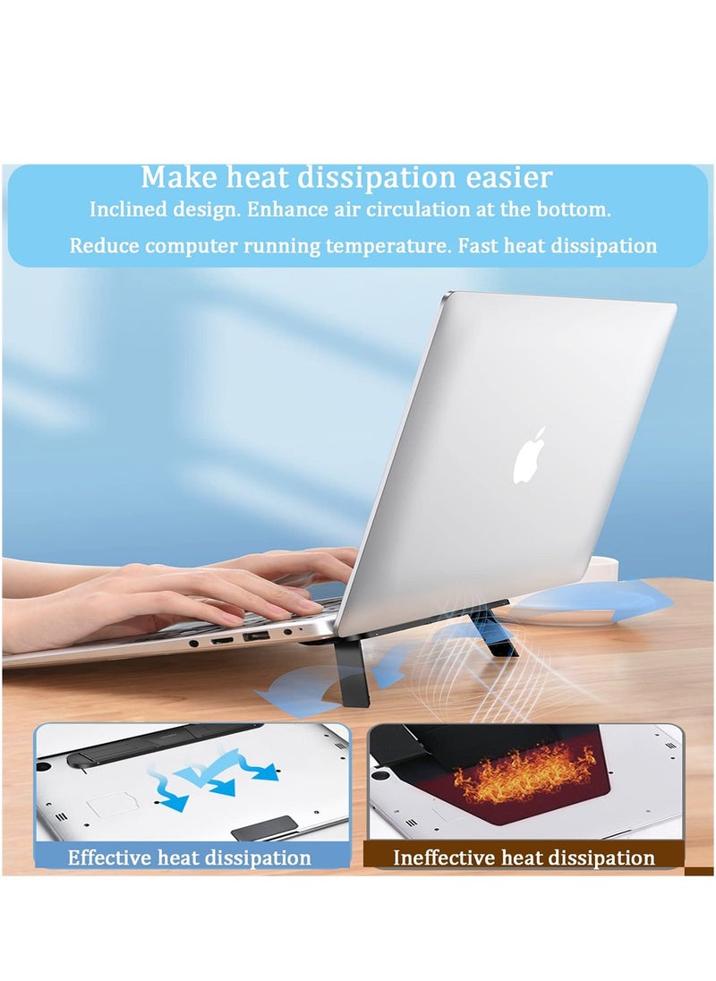Adjustable Laptop Stand, Foldable Laptop Holder Ergonomic Notebook Stand, Lightweight Laptop Suitable for Home Office, Self-Adhesive (Black)