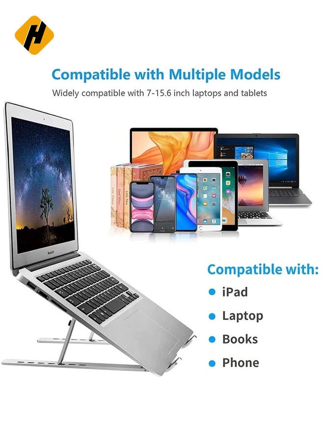 Adjustable Laptop Stand, Portable Aluminium Laptop Riser Laptop Holder for Desk, Foldable Ventilated Cooling Computer Support Stand for Apple MacBook Pro/Air, HP, Sony, Dell, More 10-15.6”