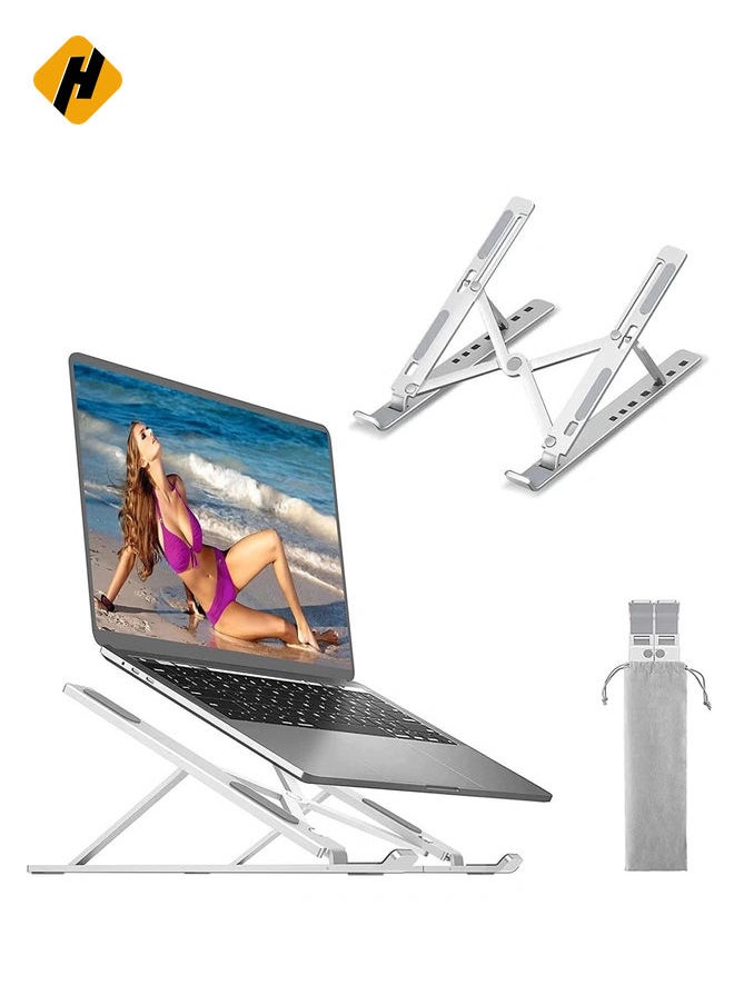 Adjustable Laptop Stand, Portable Aluminium Laptop Riser Laptop Holder for Desk, Foldable Ventilated Cooling Computer Support Stand for Apple MacBook Pro/Air, HP, Sony, Dell, More 10-15.6”