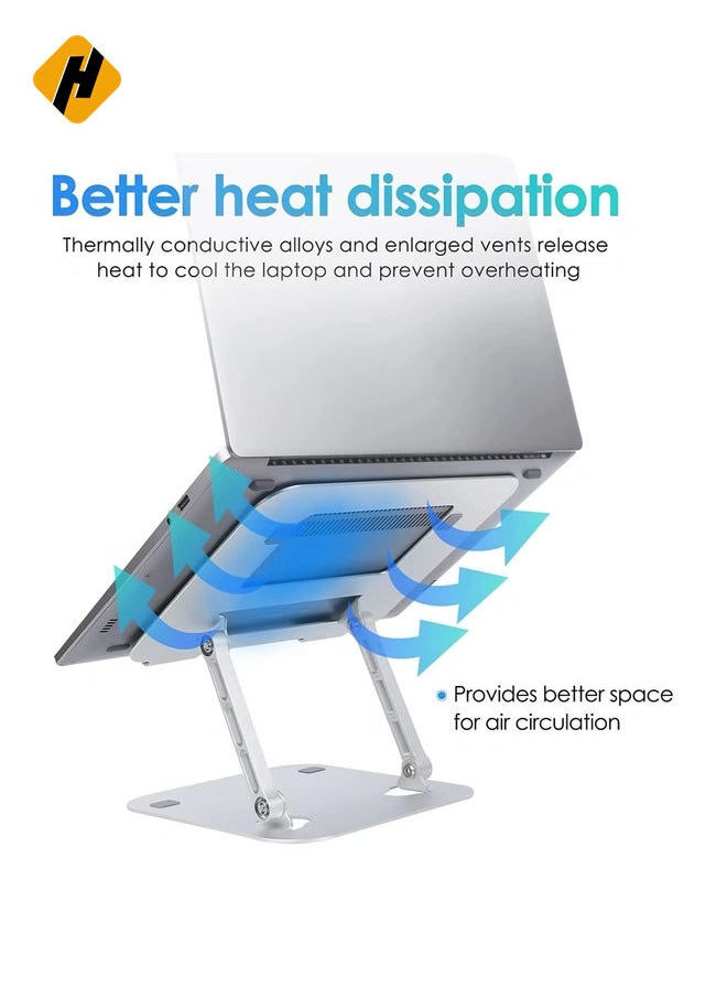 Adjustable Laptop Stand, Ergonomic Aluminum Laptop Mount Stand, Notebook Holder Stand with Heat-Vent, Computer Stand Notebook Aluminum Stand Desk for Laptop Upto