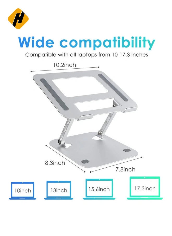 Adjustable Laptop Stand, Ergonomic Aluminum Laptop Mount Stand, Notebook Holder Stand with Heat-Vent, Computer Stand Notebook Aluminum Stand Desk for Laptop Upto