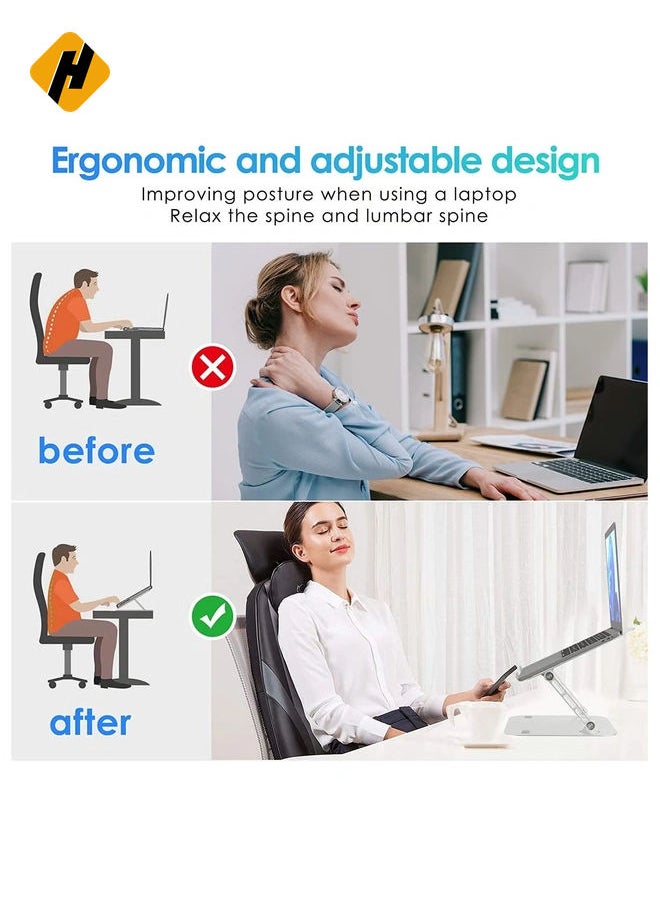 Adjustable Laptop Stand, Ergonomic Aluminum Laptop Mount Stand, Notebook Holder Stand with Heat-Vent, Computer Stand Notebook Aluminum Stand Desk for Laptop Upto