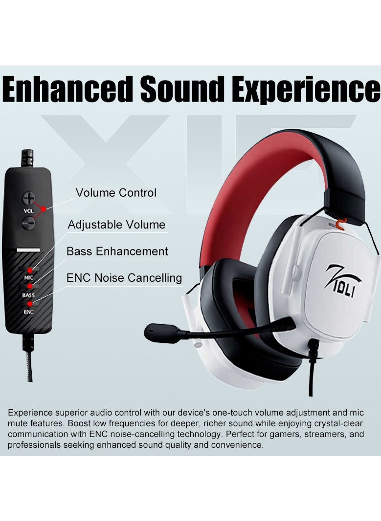 LR-X1s Wired Gaming Headset - ENC Microphone, Lightweight Dual-Color, USB for PS5, Xbox, PC - Comfortable Earphones