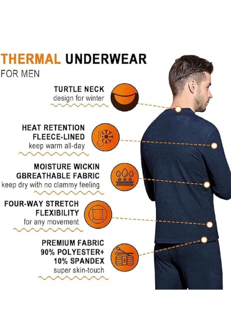 Men's Cotton Thermal Underwear Set Shirt Pants Long Johns