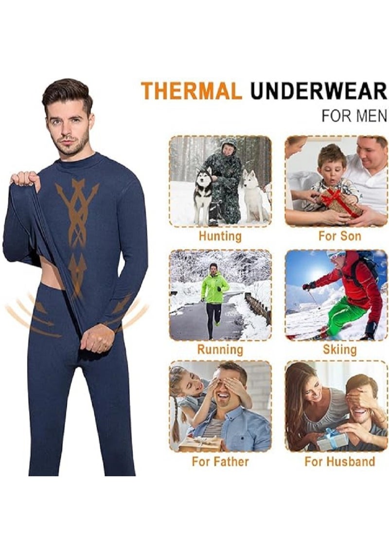 Men's Cotton Thermal Underwear Set Shirt Pants Long Johns