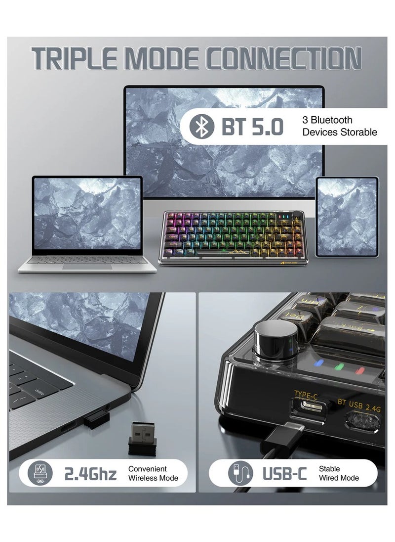 ATTACK SHARK K75 Pro Transparent Mechanical Keyboard (Black Transparent)