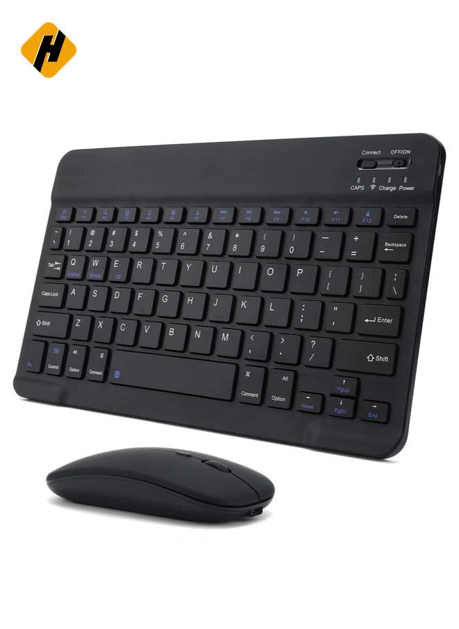 Rechargeable Bluetooth Keyboard and Mouse Combo Ultra-Slim Portable Compact Wireless Mouse Keyboard Set for Android Windows Tablet Cell Phone iPhone iPad Pro Air Mini, iPad OS/iOS 13 and above