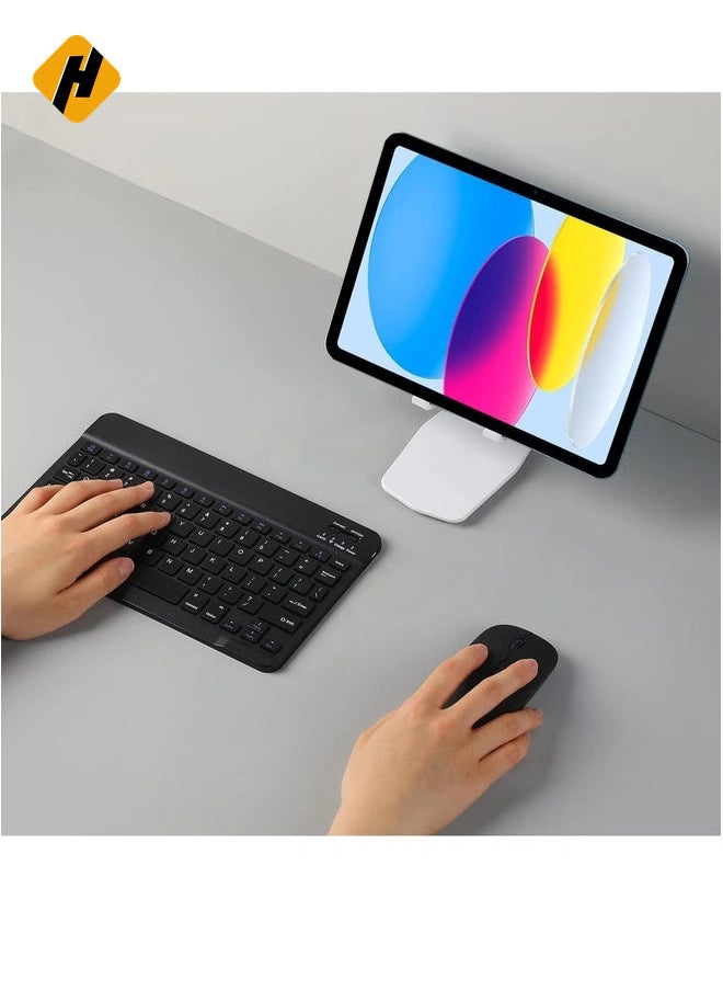 Rechargeable Bluetooth Keyboard and Mouse Combo Ultra-Slim Portable Compact Wireless Mouse Keyboard Set for Android Windows Tablet Cell Phone iPhone iPad Pro Air Mini, iPad OS/iOS 13 and above