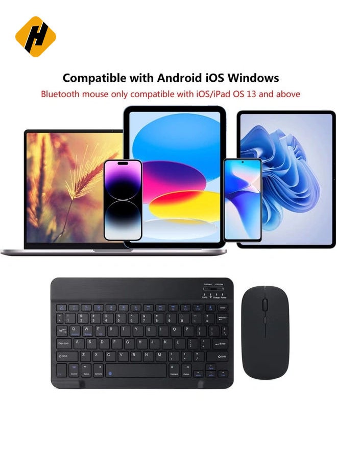 Rechargeable Bluetooth Keyboard and Mouse Combo Ultra-Slim Portable Compact Wireless Mouse Keyboard Set for Android Windows Tablet Cell Phone iPhone iPad Pro Air Mini, iPad OS/iOS 13 and above