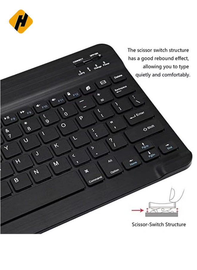 Arabic and English Bluetooth Keyboard and Mouse Combo Ultra-Slim Portable Compact Wireless Mouse Keyboard Set for IOS Android Windows Tablet Phone iPhone iPad Pro Air Mini (Black)