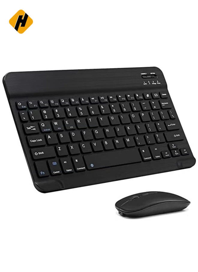 Arabic and English Bluetooth Keyboard and Mouse Combo Ultra-Slim Portable Compact Wireless Mouse Keyboard Set for IOS Android Windows Tablet Phone iPhone iPad Pro Air Mini (Black)