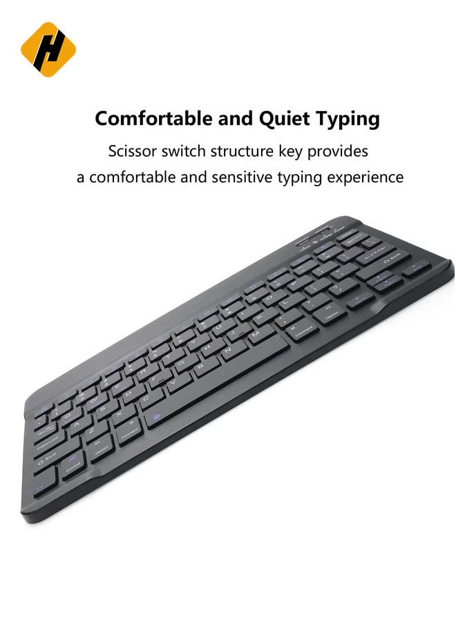 Rechargeable Bluetooth Keyboard and Mouse Combo Portable Compact Wireless Mouse Keyboard Set for Android Windows Tablet Cell Phone iPhone iPad Pro Air Mini, iPad OS/iOS 13 and above (Black)