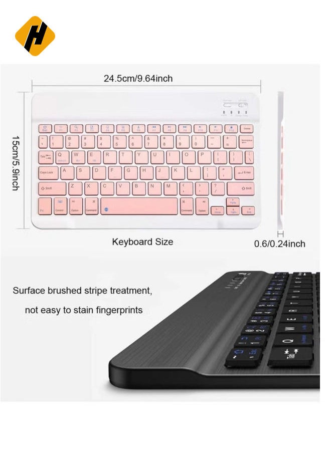 Ultra-Slim Bluetooth Keyboard and Mouse Combo Rechargeable Portable Wireless Keyboard Mouse Set for Apple iPad iPhone and Above Samsung Tablet Phone Smartphone Android Windows (White