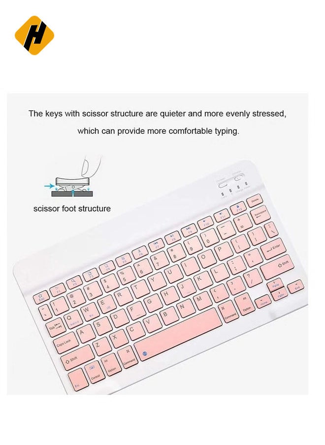 Ultra-Slim Bluetooth Keyboard and Mouse Combo Rechargeable Portable Wireless Keyboard Mouse Set for Apple iPad iPhone and Above Samsung Tablet Phone Smartphone Android Windows (White