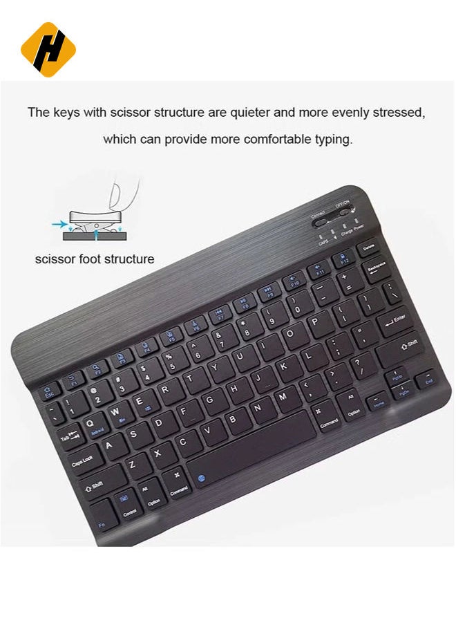 Rechargeable Bluetooth Keyboard and Mouse Combo Ultra-Slim Portable Compact Wireless Mouse Keyboard Set for Android Windows Tablet Cell Phone iPhone iPad Pro Air Mini, iPad OS/iOS 13 and above (Black)