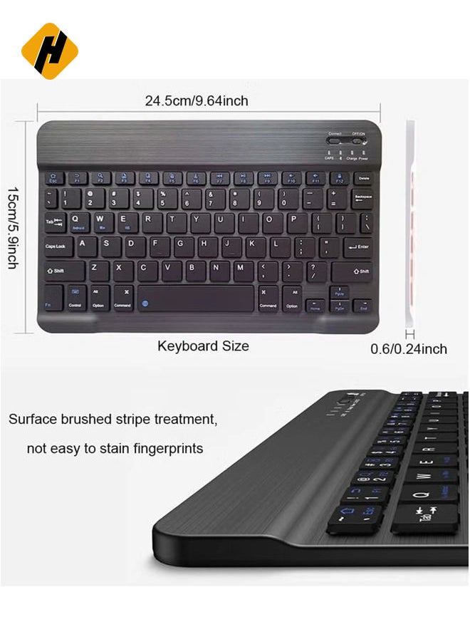 Rechargeable Bluetooth Keyboard and Mouse Combo Ultra-Slim Portable Compact Wireless Mouse Keyboard Set for Android Windows Tablet Cell Phone iPhone iPad Pro Air Mini, iPad OS/iOS 13 and above (Black)