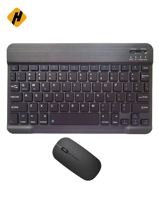 Rechargeable Bluetooth Keyboard and Mouse Combo Ultra-Slim Portable Compact Wireless Mouse Keyboard Set for Android Windows Tablet Cell Phone iPhone iPad Pro Air Mini, iPad OS/iOS 13 and above (Black)