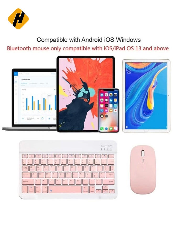 Rechargeable Bluetooth Keyboard and Mouse Combo Ultra-Slim Portable Compact Wireless Mouse Keyboard Set for Android Windows Tablet Cell Phone iPhone iPad Pro Air Mini, iPad OS/iOS 13