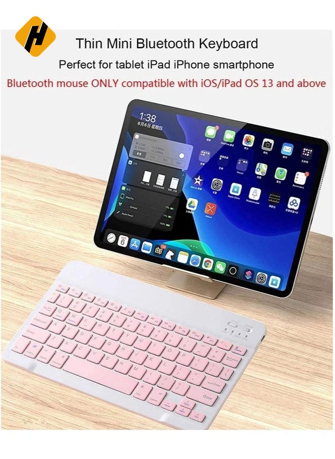 Rechargeable Bluetooth Keyboard and Mouse Combo Ultra-Slim Portable Compact Wireless Mouse Keyboard Set for Android Windows Tablet Cell Phone iPhone iPad Pro Air Mini, iPad OS/iOS 13