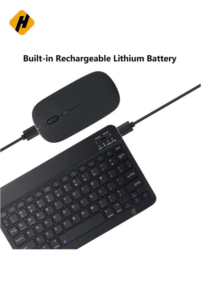 Rechargeable Bluetooth Keyboard and Mouse Combo Ultra-Slim Portable Compact Wireless Mouse Keyboard Set for Android Windows Tablet Cell Phone iPhone iPad Pro Air Mini, iPad OS/iOS (Black)