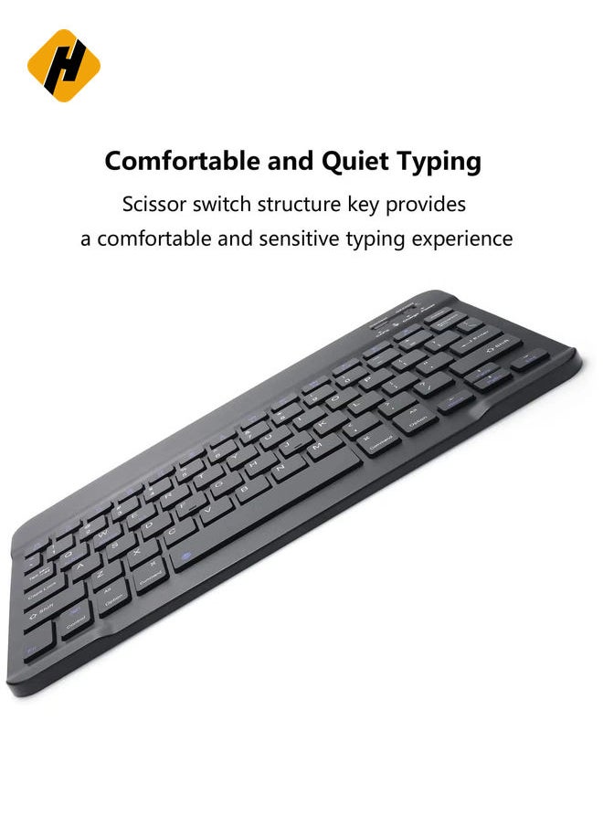 Rechargeable Bluetooth Keyboard and Mouse Combo Ultra-Slim Portable Compact Wireless Mouse Keyboard Set for Android Windows Tablet Cell Phone iPhone iPad Pro Air Mini, iPad OS/iOS (Black)