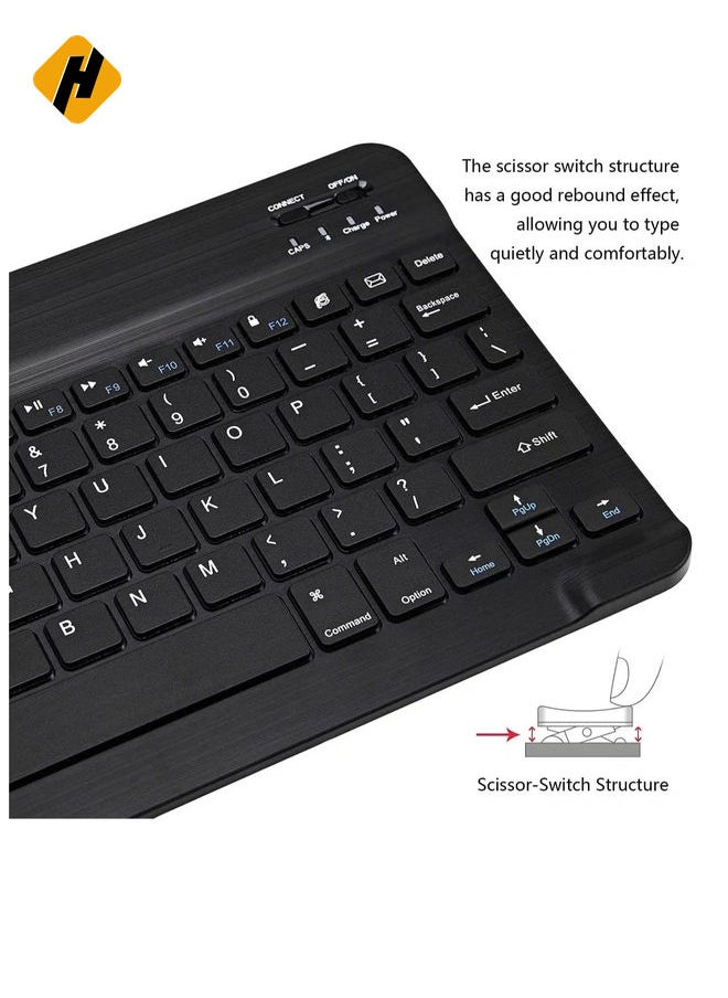 Arabic and English Bluetooth Keyboard and Mouse Combo, Ultra-Slim Portable Compact Wireless Mouse Keyboard Set for IOS Android Windows Tablet Phone iPhone iPad Pro Air Mini (Black)