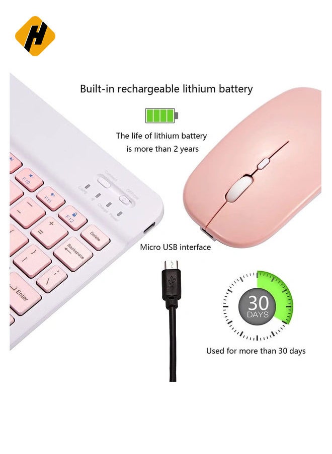 Ultra-Slim Bluetooth Keyboard and Mouse Combo Rechargeable Portable Wireless Keyboard Mouse Set for Apple iPad iPhone iOS 13 and Above Samsung Tablet Phone Smartphone Android Windows