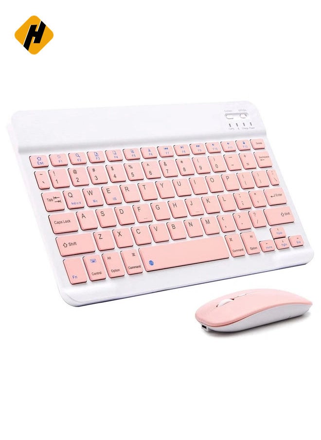 Ultra-Slim Bluetooth Keyboard and Mouse Combo Rechargeable Portable Wireless Keyboard Mouse Set for Apple iPad iPhone iOS 13 and Above Samsung Tablet Phone Smartphone Android Windows