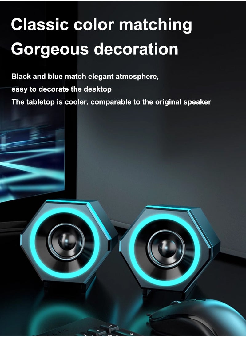 PC speaker, USB computer speaker, USB wired subwoofer speaker, computer PC speaker, laptop desktop small audio speaker, USB powered computer stereo speaker for PC, desktop computer, computer, laptop, with surround sound and subwoofer