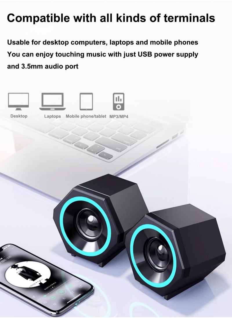 PC speaker, USB computer speaker, USB wired subwoofer speaker, computer PC speaker, laptop desktop small audio speaker, USB powered computer stereo speaker for PC, desktop computer, computer, laptop, with surround sound and subwoofer