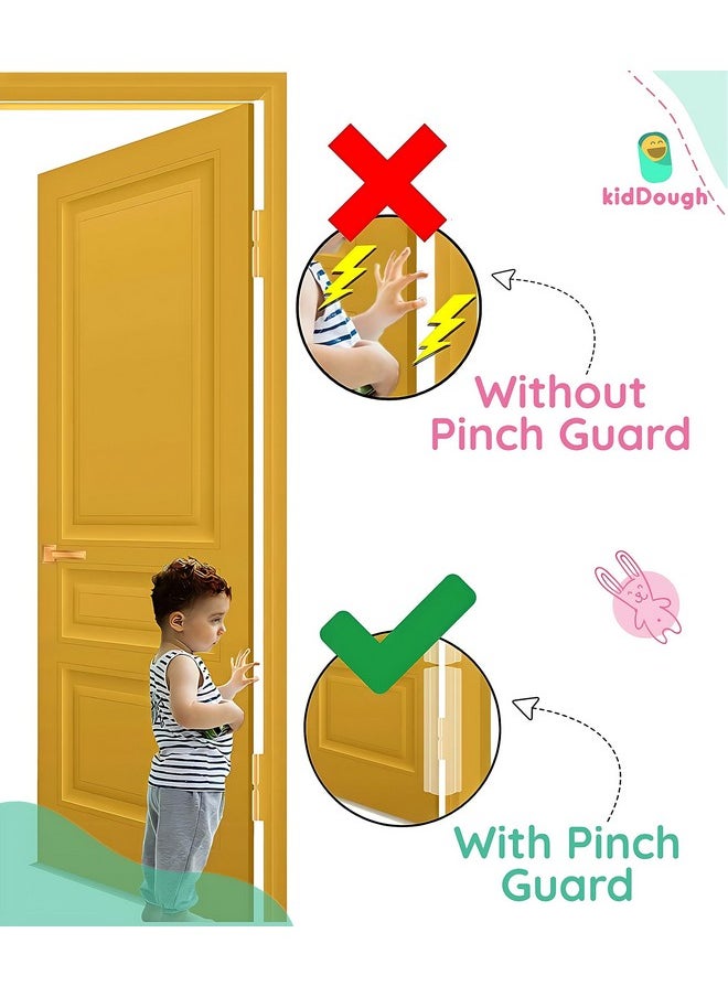 Baby Safety Kit - 2 Finger Pinch Door Hinge Guards + 2 C-Shape Door Stopper + 6 Socket Guards + 5 Child Safety Locks For Drawers, Cabinets Etc., All-In-One Baby Products, 1 Pack, Transparent