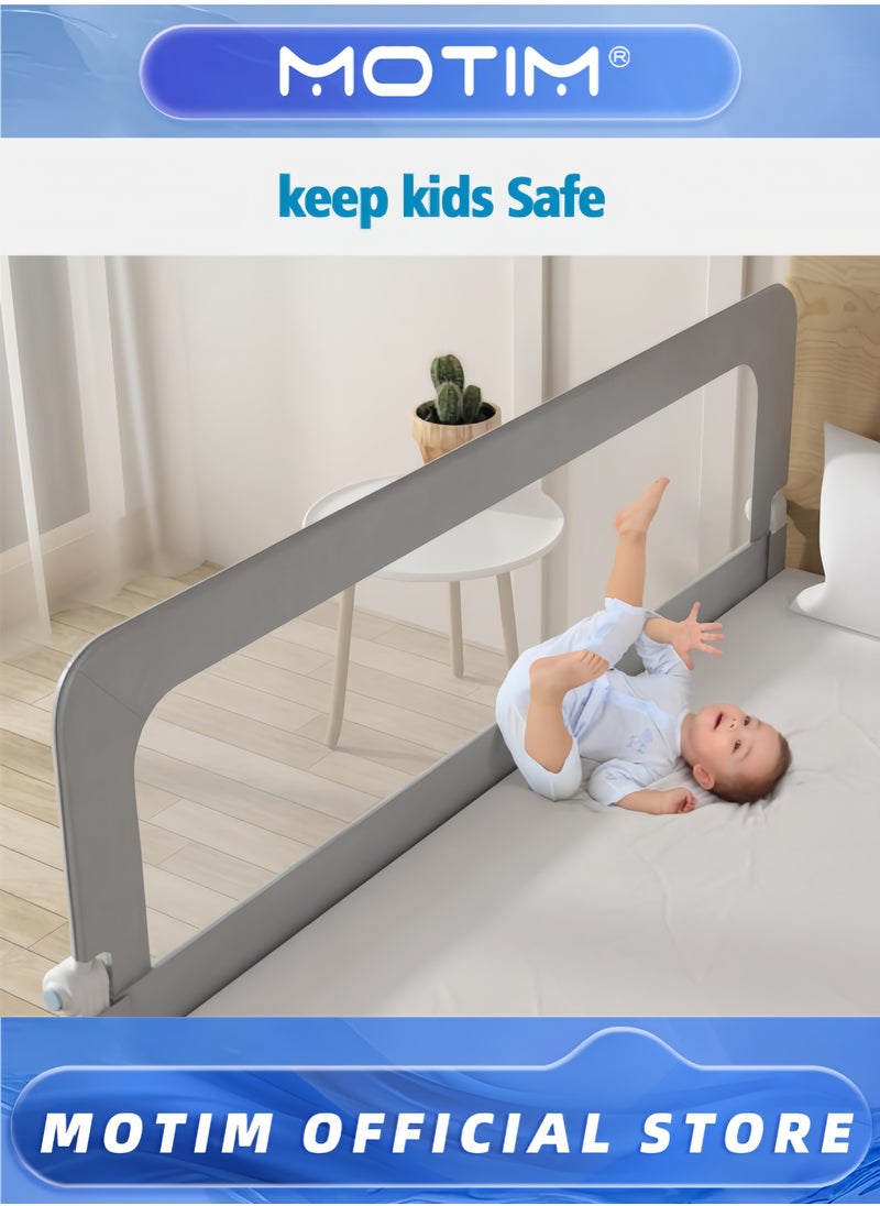 Baby Bed Rail Guard Portable Safety Bed Fence Protector Rail Adjustable Height and Foldable Falling Protector Safeguard Bed Rails Single Side for Newborn Toddler Kids(2M)