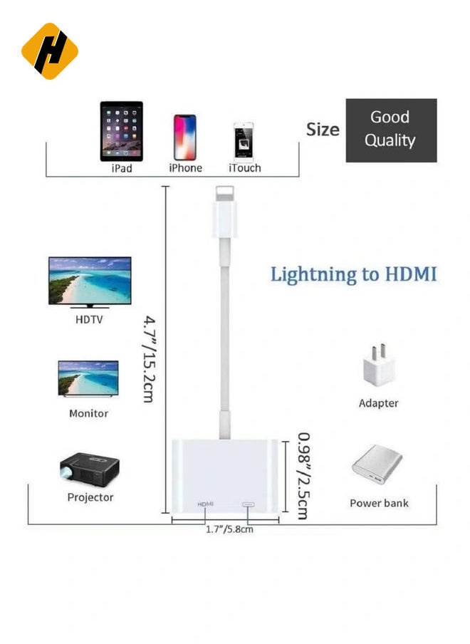 [Apple MFi Certified] Lightning to HDMI Digital AV Adapter,1080P Video & Audio Sync Screen Converter AV Adapter with Charging Port for iPhone HDMI Converter to HD TV/Projector/Monitor Support All iOS