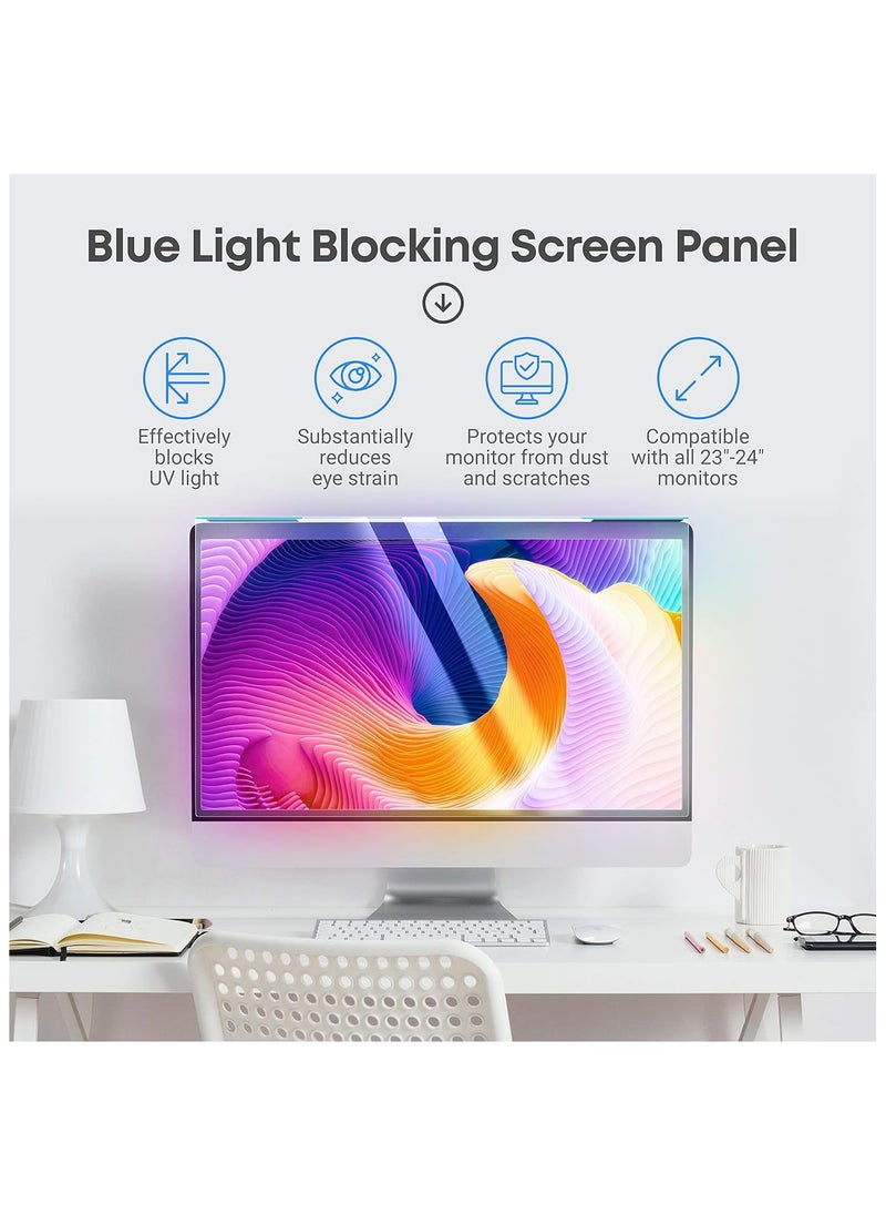 VINTEZ Blue Light Blocking Screen Protector Panel for 23, 23.6, 23.8, 24 inch Diagonal LED PC Monitor Anti-UV Eye Protection Filter Film - Widescreen Monitor Frame Hanging Type