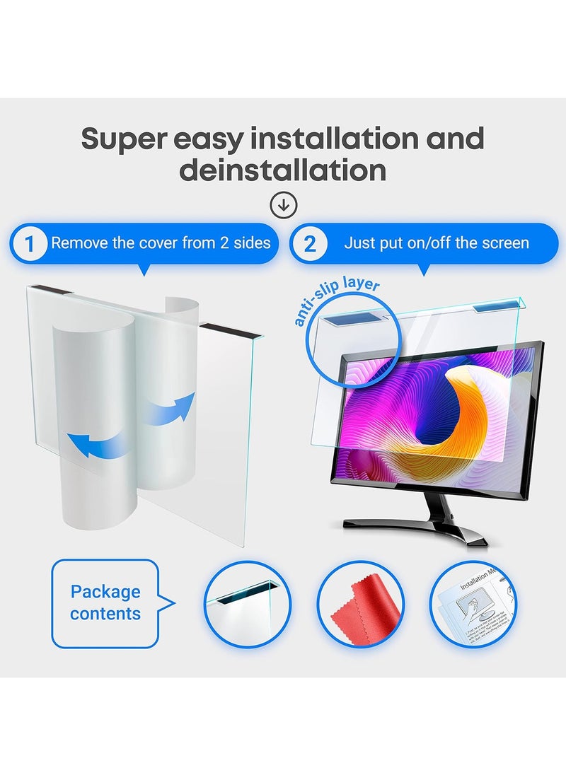 VINTEZ Blue Light Blocking Screen Protector Panel for 26, 27 inch Diagonal PC Anti-UV Eye Protection Filter Film - Widescreen Laptop and Monitor Frame Hanging Type (W 24.1