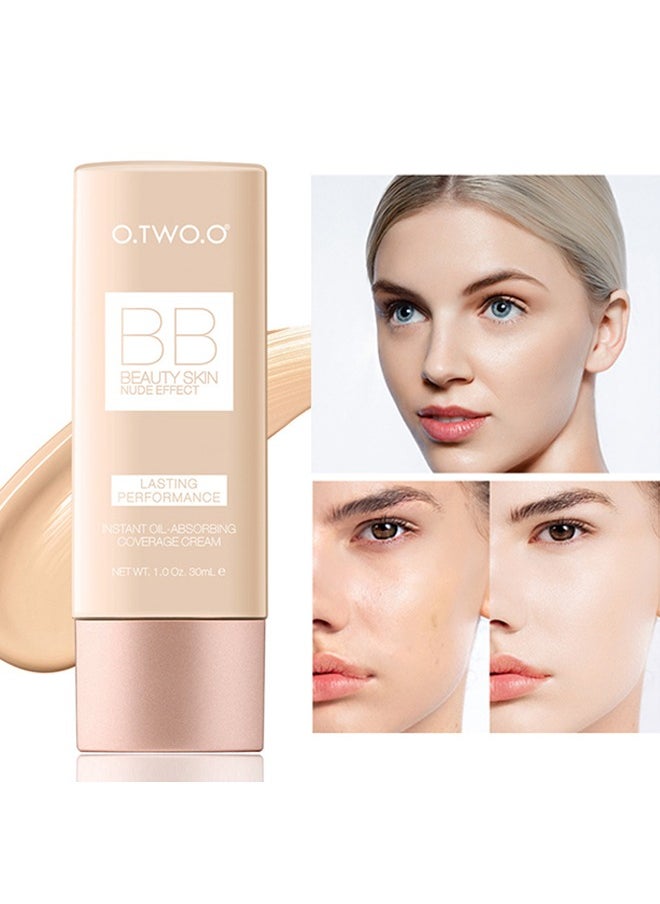 BB Beauty Skin Nude Effect,Lasting Performance ,Instant Oil-Absorbing Coverage Cream -ivory white