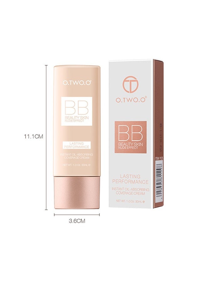 BB Beauty Skin Nude Effect,Lasting Performance ,Instant Oil-Absorbing Coverage Cream -ivory white