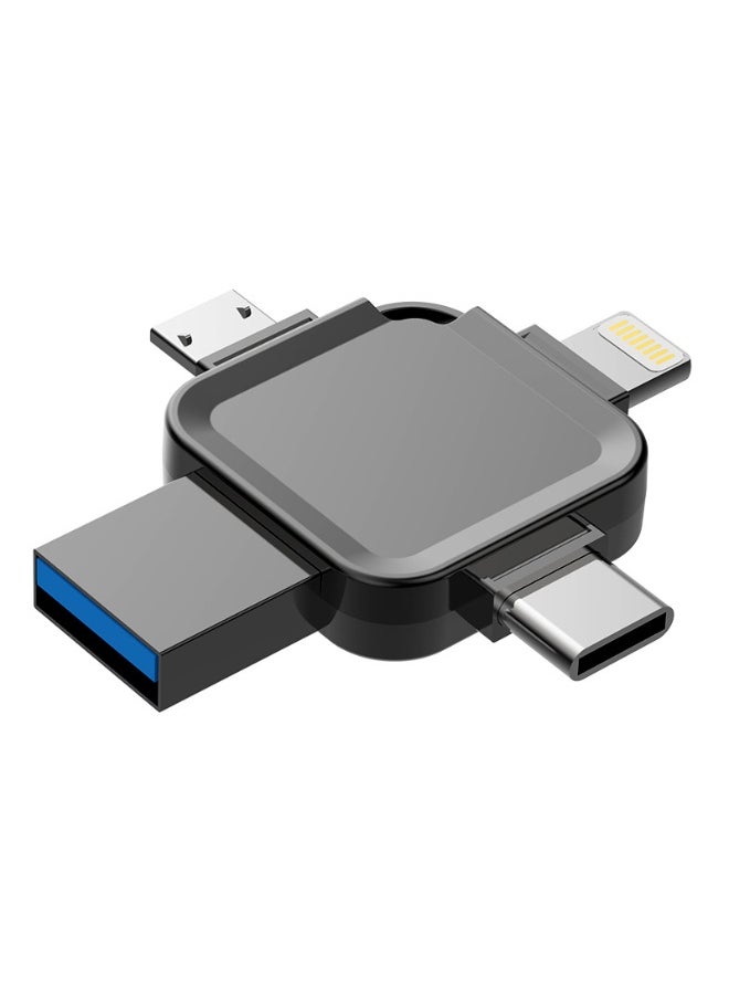 4-in-1 Cross-shaped 8GB USB Flash Drive with Micro USB and Type-C Ports, Compatible with Android Smartphones, iPhone, iPad, MacBook, and Laptops
