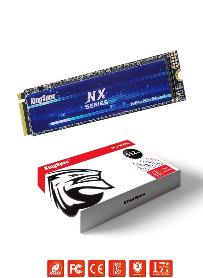 NX Series 512GB Internal Solid State Drive Gen3x4 NVMe M.2 SSD 3D NAND Flash M2 2280 for Desktop and Laptop PS5 XBOX